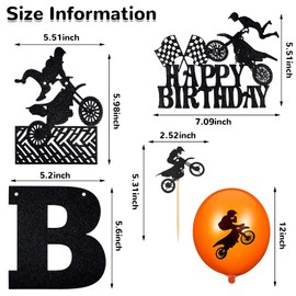 Chalyna 84 Pieces Motorcycle Birthday Party Decorations Dirt Bike Birthday Party Supplies, Include, Motorcycle Banner Cupcake Topper Latex Balloons for Motocross Sports Themed Decor