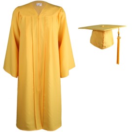 OSBO GradSeason Matte Graduation Gown Cap Tassel Set 2025 for High School and Bachelor (Gold, 54" Plus(5'9"-5'11"))