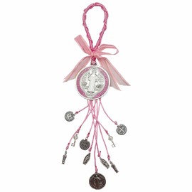 Saint Benedict Medal/Virgin Mary/San JudasTadeo Blessing Charm San Benito Medalla Gift for Men or Women (Pink Enamel Saint Benedict)