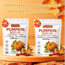 Gwynne Cápsulas De Aceite De Semilla De Calabaza 4000mg,cold Pressed,pure Virgin Oil,apoyar La Salud Del Cabello,el Sistema Urinario Y La Próstata,ric