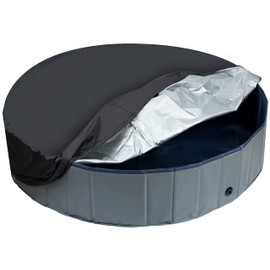 Niubya Round Dog Pool Cover, Foldable Pet Swimming Pool Cover, Waterproof Dustproof and Washable Pool Protective Cover with Drawstring Design