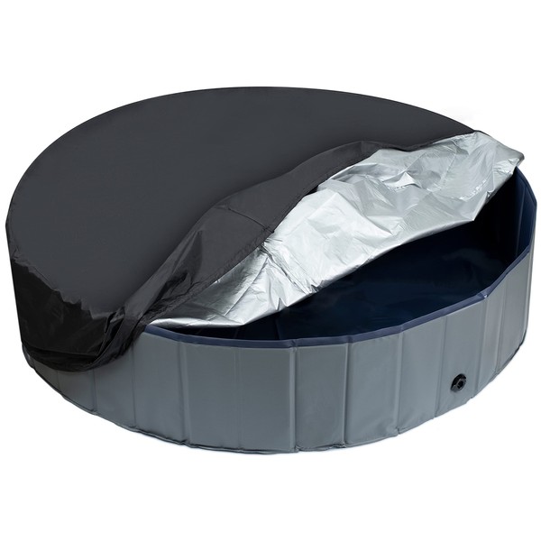 Niubya Round Dog Pool Cover, Foldable Pet Swimming Pool Cover,