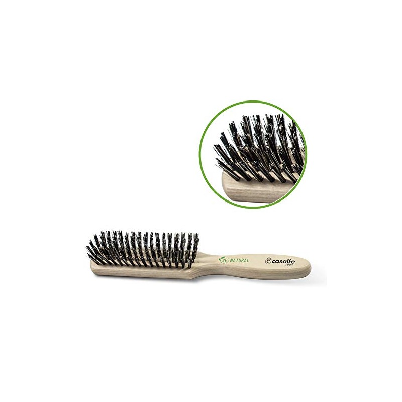Wooden Brush with Boar Bristle - Rectangular - Ideal for