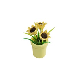 Miniature Sunflower Pots, 1/12 Scale, Dollhouse Accessories Resin Home Decor, Realistic Clay Flower Plants in Pots Blooming House Plant Home Indoor Decoration