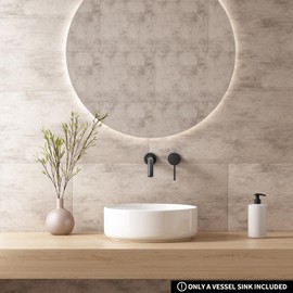 Small Bathroom Sinks Above Counter: OCEALAGOON 14 Inch Round Bathroom Vessel Sink White Ceramic Porcelain Bathroom Sink Bowl Modern Vessel Sinks for Tiny Bathrooms