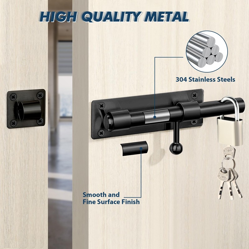 Alise 6 inch Barrel Bolt Latch,Slide Bolt Latch,Heavy Duty Solid