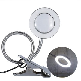 ANGGREK LED Lamp Clip On Desk Light 2.5X Times Magnifier 360 ° Flexible Permanent Makeup Tattoo Reading Magnifying USB Light Lamp Craft Workbench Close Work