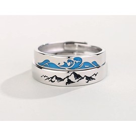 Helen de Lete 925 Sterling Silver Vow to the Mountain and the Sea Open Ring for Men and Women, Sterling Silver