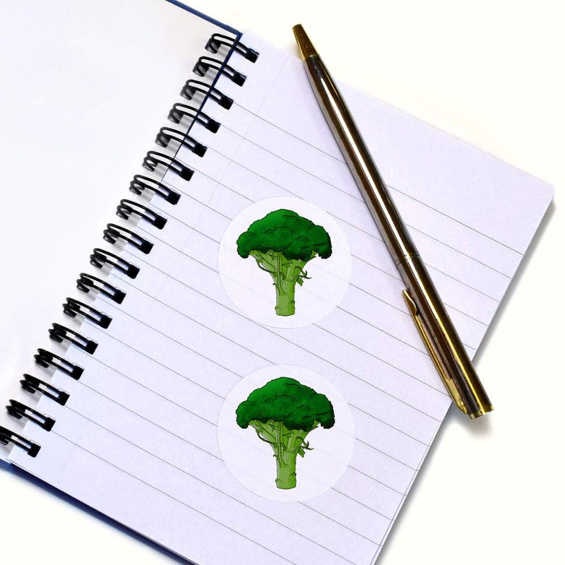 24 x 40mm Round 'Broccoli' Stickers (SK00040055)