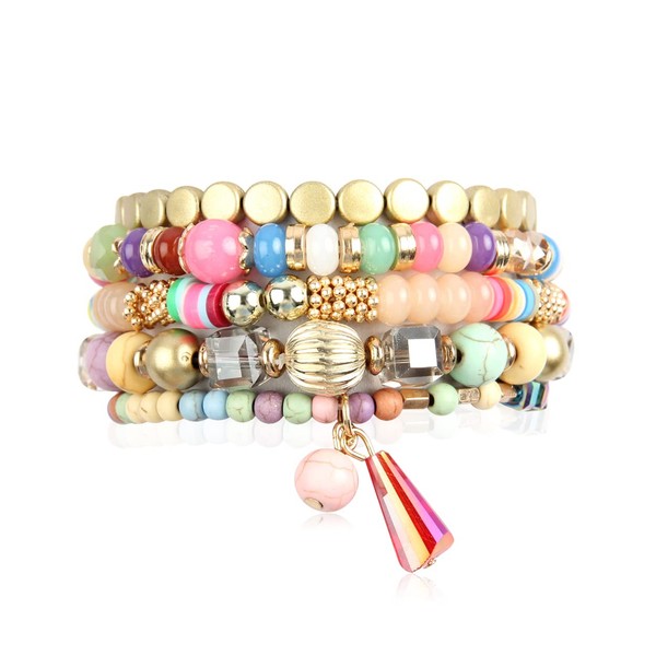 RIAH FASHION Bohemian Mix Bead Multi Layer Versatile Statement Bracelets