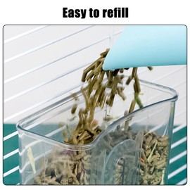 Hanging Automatic Food Dispenser, 27oz Large Capacity Hanging Pet Cage Feeder for Rabbit Bird Chinchilla Hedgehog Guinea Pig Ferret Kitty Puppy (Gray)