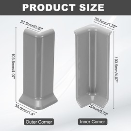 uxcell Self Adhesive Baseboard Corner Blocks, 4.07 Inch Wall Edge Corner Protector 3 Inside + 3 Outside Corners-Connector for Wall Floor Furniture Edge(Gray)