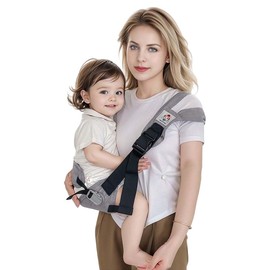 JOYNCLEON Baby Sling Carrier with Hip Seat - Breathable & Adjustable, Anti-Slip Design for Infants 0-36 Months, ASTM Certified, Ergonomic Hands-Free Carrier Carrying 8-35lbs (Gray)