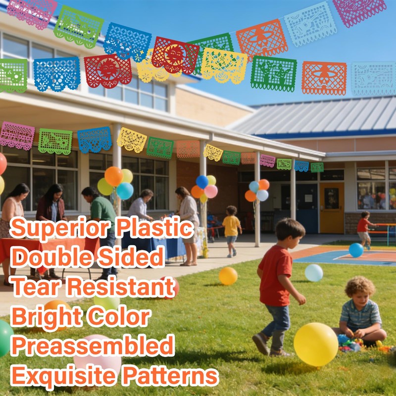 Mexican Papel Picado Banner, 4Pack 72ft, Cinco de Mayo Day