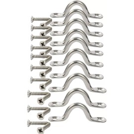 Amarine Made 20PCS Stainless Steel Bimini Boat Top PAD Eye Eye Straps  Tie Down Kayak Loops