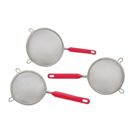 3 Pc Mini Stainless Steel Strainers w/resting tips 3/3.5/4"