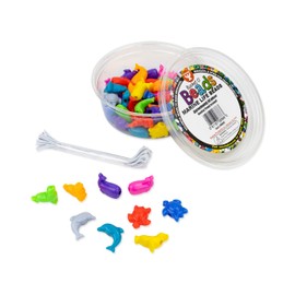 Hygloss Marine Shaped Beads Plastic Ocean Life Animal Pony Bead Charms - 50 Pcs Colorful Craft Beads - Fish Design for Kids DIY Craft Jewelry Making Necklace Bracelet Supplies - Resealable container