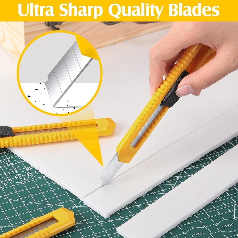 Lanties 100 Pack Box Cutter Retractable Utility Knife 18mm Wide