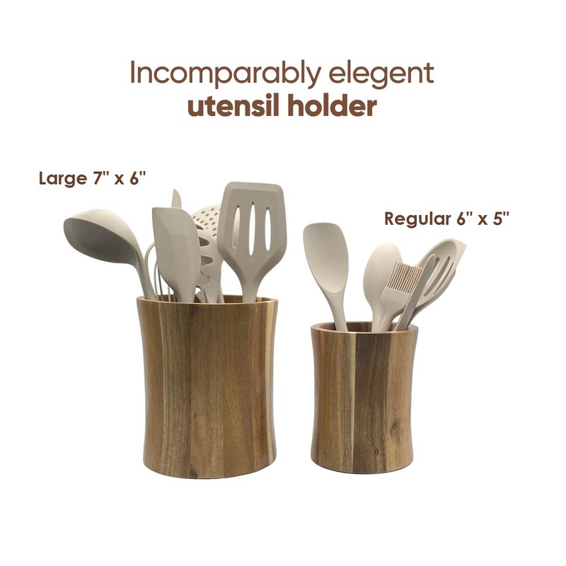 The Pretty Turtle Bamboo Kitchen Counter Utensil Crock Holder Caddy