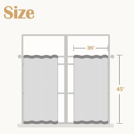 jinchan Linen Kitchen Striped Tier Curtains Ticking Stripe Farmhouse Pinstripe Cafe 45 Inch for Living Room Bathroom Small Window Curtains Light Filtering 2 Panels Taupe Grey