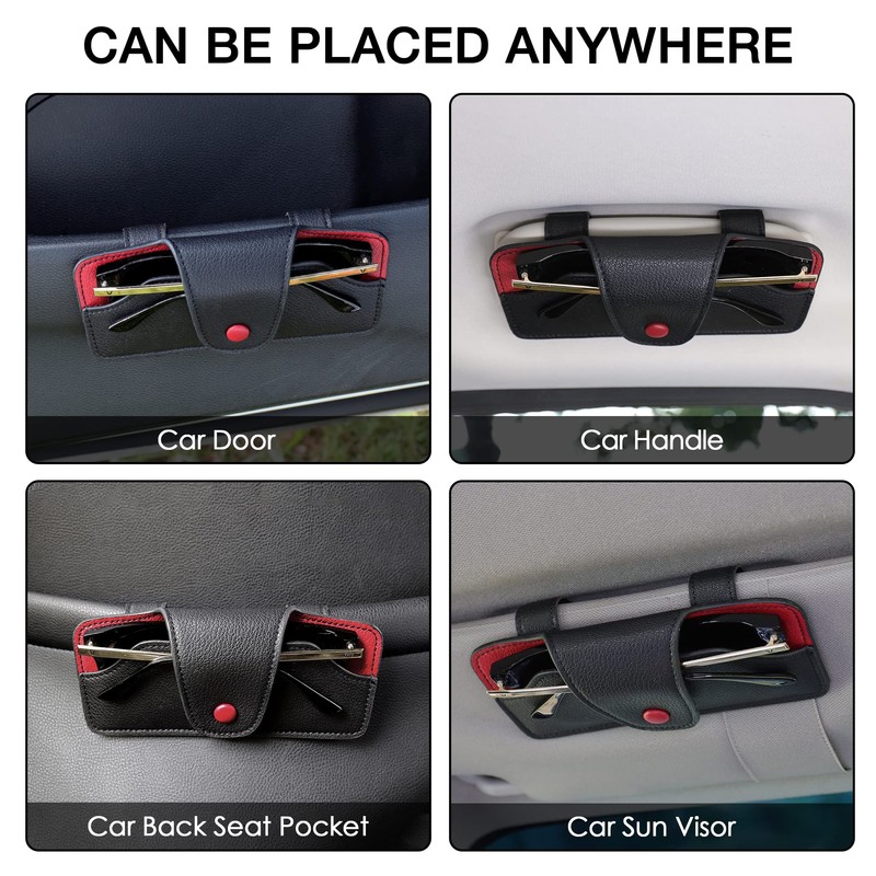 GELVTIC Sunglasses Holder for Car Visor Vegan Leather Glasses Case
