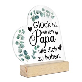 Putuo Decor Acrylic Decorative Sign "Glück ist, einen Papa wie dich zu haben, liebevolle Tischdeko mit Holzsockel, Geschenk für Vater, Vatertag, Geburtstag, Dankeschön