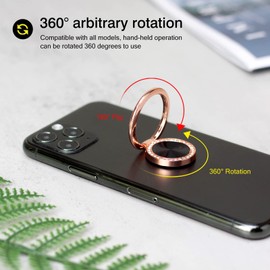 [2 Pack] Concentric Circular Texture Diamond Setting Cell Phone Ring Holder Stand, 360 Degree Rotation and 180 DegreeAdjustable Finger Ring Kickstand with Polished Metal Phone Grip (Black)