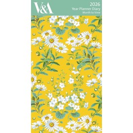 Museums & Galleries 2026 Slimline Year Planner 2026 Month To View Diary - V&A Museum - Yellow Daisies Design