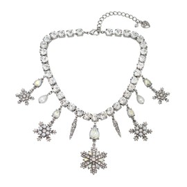 Betsey Johnson Women's Snowflake Gem Bib Necklace
