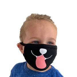 Kids Face Mask Reusable Washable Comfortable - MADE IN USA - Polyester, Spandex, Cotton Stretchy Material Fits Age 2-9 - "Doggie"