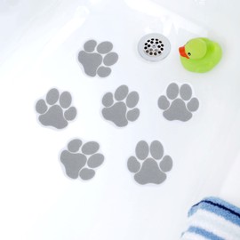 SlipX Solutions Adhesive Paw Print Bath Treads Add Non-Slip Traction to Tubs, Showers, Pools, Boats, Stairs & More (6 Pieces, Reliable Grip, Tan)