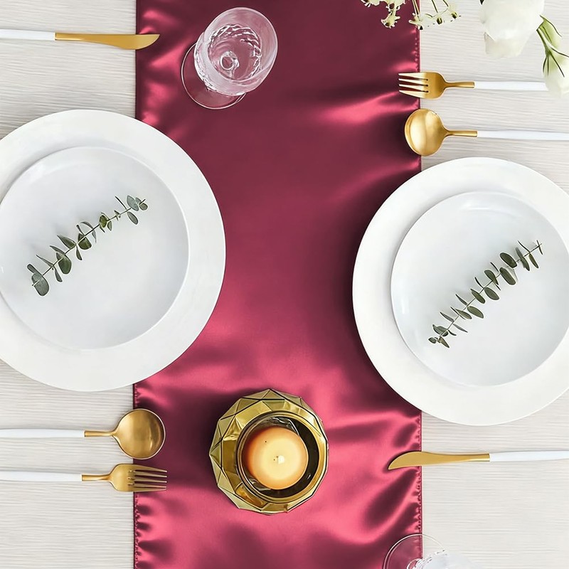 BEAMARKER 2 Pack Satin Table Runner 12 x 108 Inch