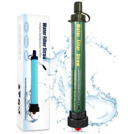 Outdoor Water Filter DeFe 2000L Personal Mini Portable Camping Water Treatment Removes 99.99% Bacteria Filter to 0.01 Microns for Hiking Trekking Travel Adventure and Emergency Use, green