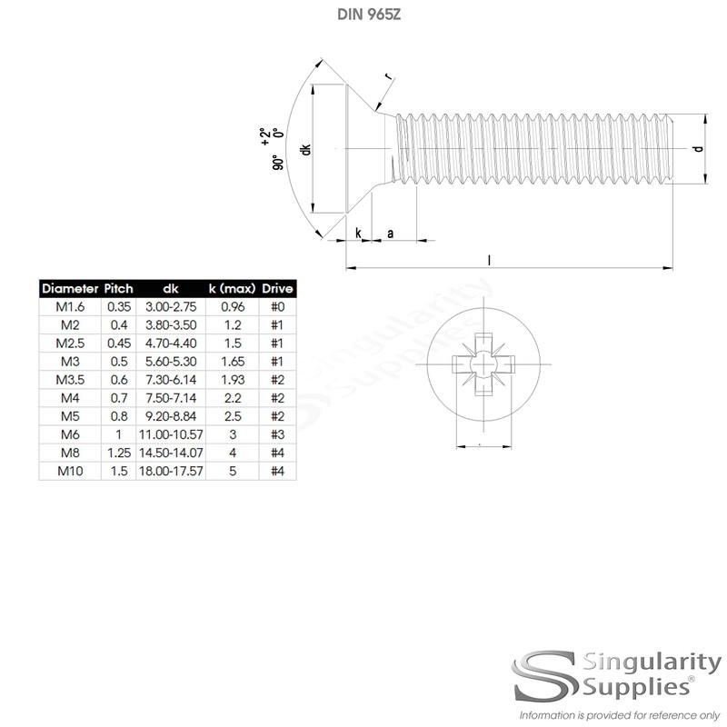 M4 (4mm x 50mm) Pozi Countersunk Machine Screw (Bolt) -
