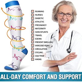 Compression Socks for Women & Men Circulation (6 Pairs) 15-20 mmHg is Best Support for Athletic Running (Compression Socks 02, Large-X-Large)