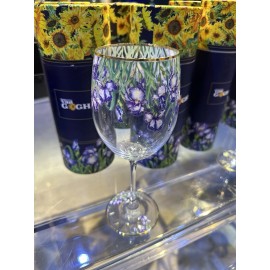 The Play Van Gogh Museum WINE Glass Irises design collectible Classic Art piece Wedding