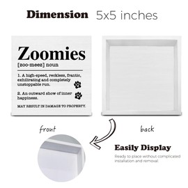Dog Lover Decor Dog Lover Gift Dog Theme Wood Sign Zoomies Definition Wood Block Plaque Box Sign for Home Dog Room Desk Shelf Table Decorations 5 X 5 Inch