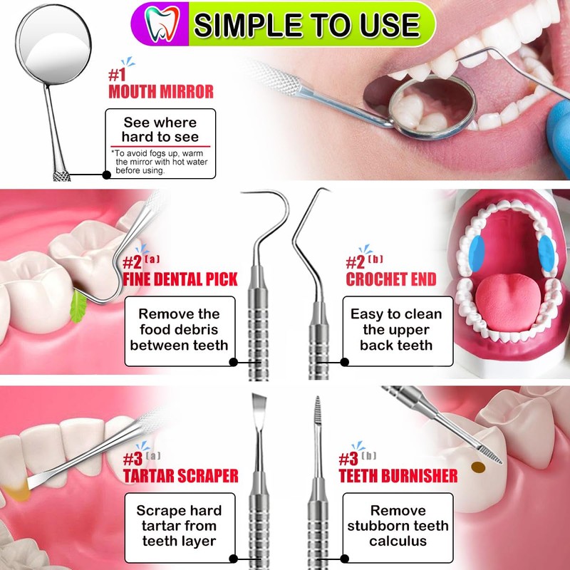 CATACC PRO Dental Tools, 6 Pack Teeth Cleaning Tools, Professional