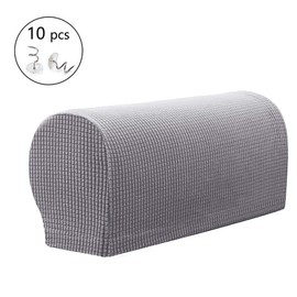 NEKOSUKI Arm Rest Covers Set, Set of 2 Stretch Armchair Covers for Arms, Spandex Polyester Sofa Arm Caps Non Slip Armrest Covers for Chairs Furniture Protector (Light Gray)