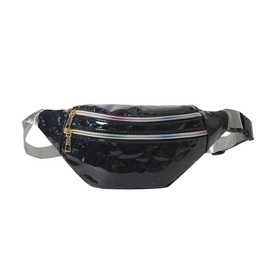 eYLun Women Holographic Fanny Pack Belt Bag Crossbody Bag Waist Bag Waterproof Waist Packs Bumbag Running Traveling Black