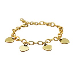 Karma NH10477117 Women's Bracelet Heart Stainless Steel Silver or Gold Charm Bracelet Elegant Jewellery with Lobster Clasp Timeless Design Stainless Steel Bracelet, 16 cm, Stainless Steel, No Gemstone