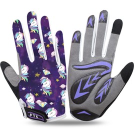 Cycling Gloves Kids Gel Padded Touchscreen Anti Slip Breathable,Toddler Moutain Bike Gloves Boys Girls Extra Protective for Bicycle Climbing Outdoor Sport Biking Age 2-10 (L, Purple)