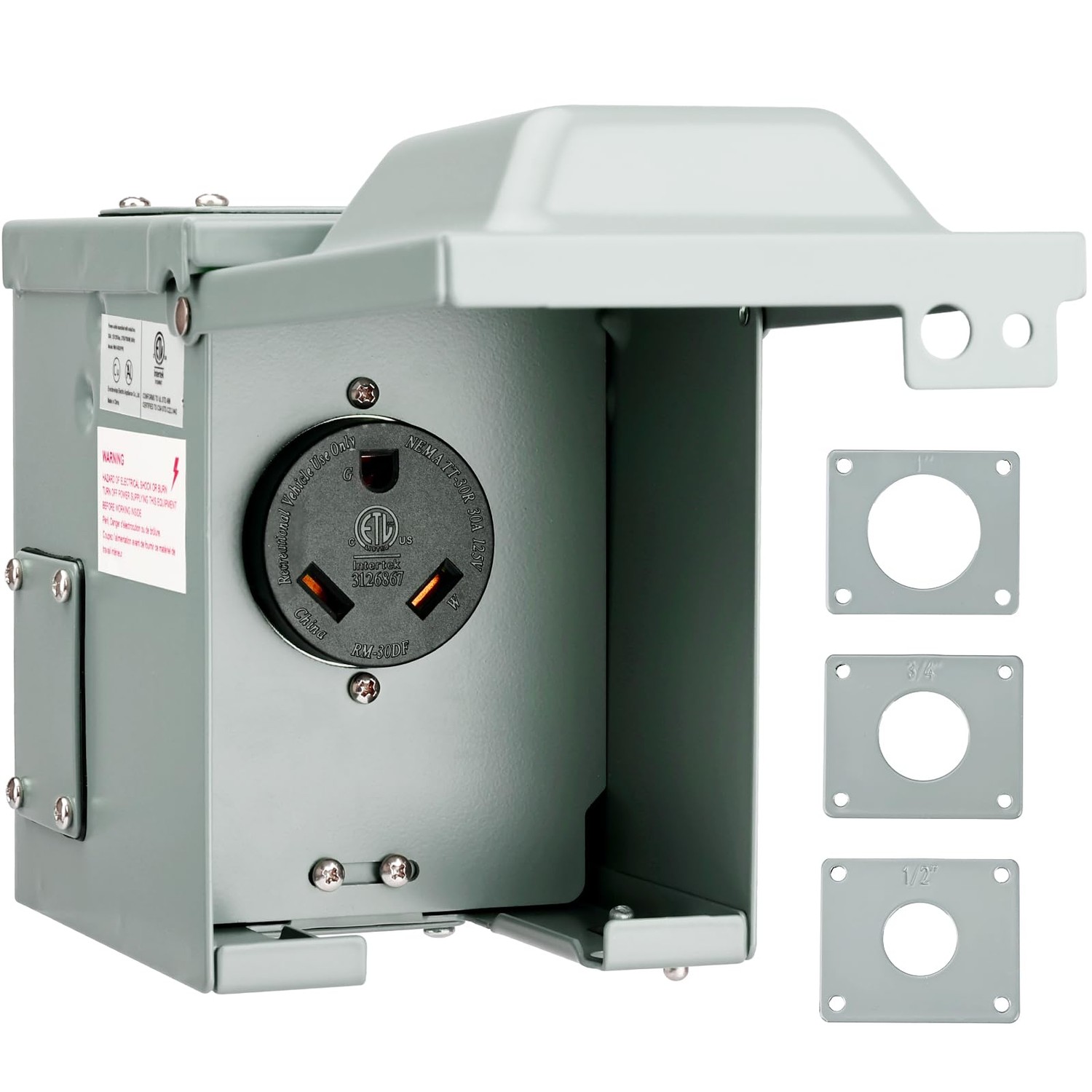 RVGUARD 30 Amp 125 Volt RV/EV Power Outlet Box, Enclosed Lockable ...