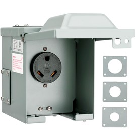 RVGUARD 30 Amp 125 Volt RV/EV Power Outlet Box, Enclosed Lockable Weatherproof Outdoor Electrical NEMA TT-30R Receptacle Panel, ETL Listed