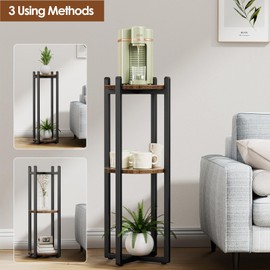 Housolution 3 Tier Water Dispenser Floor Stand, Water Jug Stand for 1-5 Gallon Water Bottles/Water Crocks, Water Stand Plant Stand Corner Shelf Stand for Small Spaces Kitchen Living Room, Rustic Brown