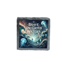 Brave Uncharted Waters Ocean Jellyfish Waves Slate Coaster (slco-kf25-5989)