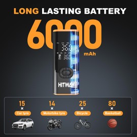 HITWAY Portable Tyre Inflator Air Compressor,Car Tyre Pump Max 150PSI. Preset Tyre Pressure&Auto Shutoff,Suitable for Cars, Motorbikes and Bicycles.