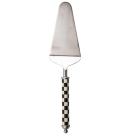 MACKENZIE-CHILDS Supper Club Pie Server, Stainless-Steel Kitchen Pie Cutter, Serving Tool for Dessert, Black-and-White Courtly Check