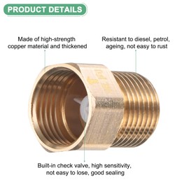 M METERXITY 1-Pack Brass Check Valve, 1/2" Male to 1/2" Female Thread One Way Non-Return Backflow Preventer Valve for Water Tower/Water Heater/Oil/Fuel/Toilets [Gold]