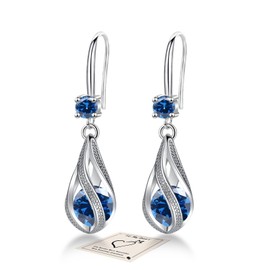 DarkBlue Earrings Silver Drop Earrings for Women, Sterling Silver Earrings Teardrop Earrings, Hypoallergenic Earrings Sapphire Earrings Birthstone Jewellery Gift for Birthday Christmas Anniversary